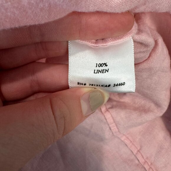 Eileen Fisher pink 100% linen 3/4 sleeve button down tunic size 2X L26 - Picture 3 of 7